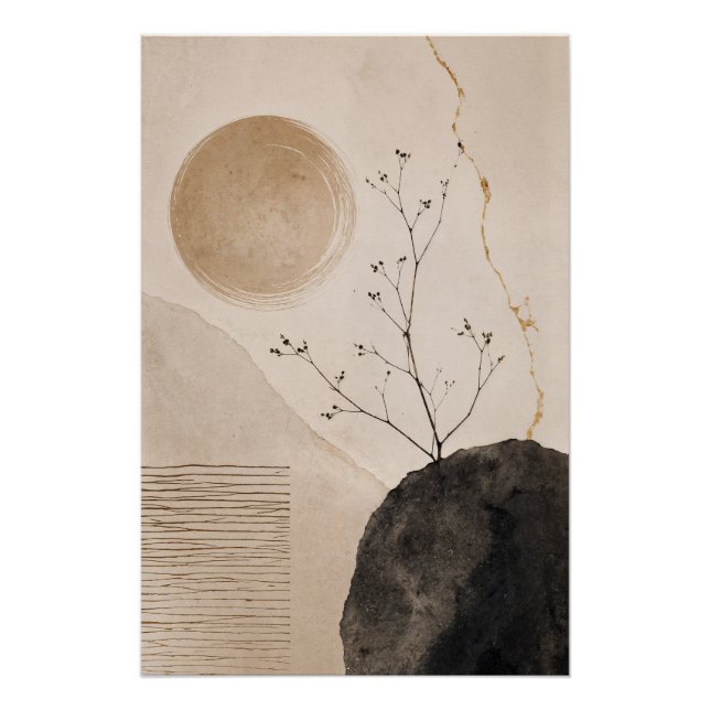 Wabi Sabi Nature Poster – Neutral Zen Botanical  (Devant)
