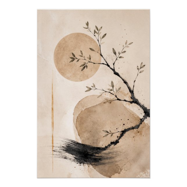 Wabi Sabi Neutral Wall Art Poster – Minimalist Zen (Devant)