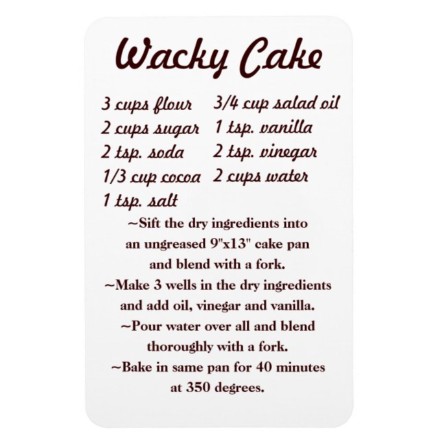 Wacky Cake Recette Fridge Magnet Draft5 (Vertical)
