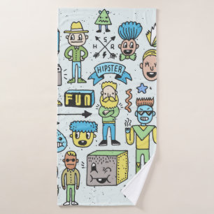 Wacky hipsters doodle set 2. Colorful vintage hand