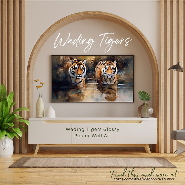 Wading Tigers Glossy Poster Wall Art (Créateur téléchargé)