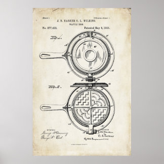 Waffle Iron Patent Print Poster 1883