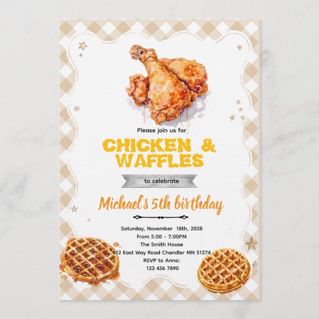 Waffles and chicken party Invitation (Devant)