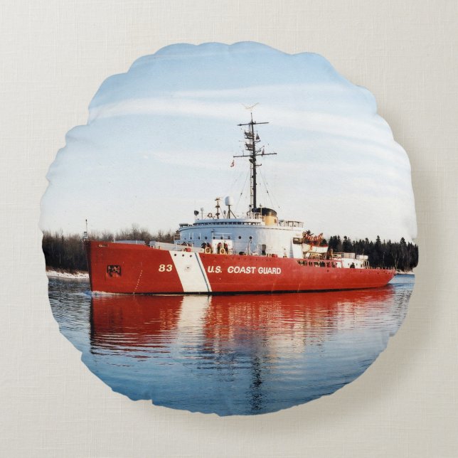 WAGB 83 coussin rond Mackinaw rouge et blanc (Devant)