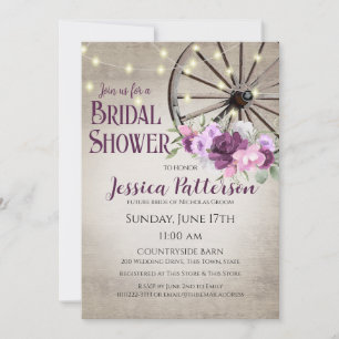 Wagon Wheel and Lights Rustic Barn Wood Invitation