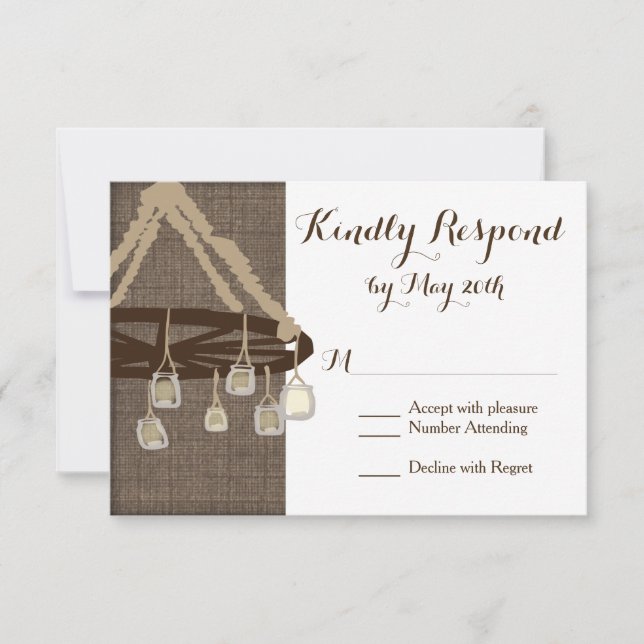 Wagon Wheel Mason Jar Chandelier Mariage RSVP (Devant)