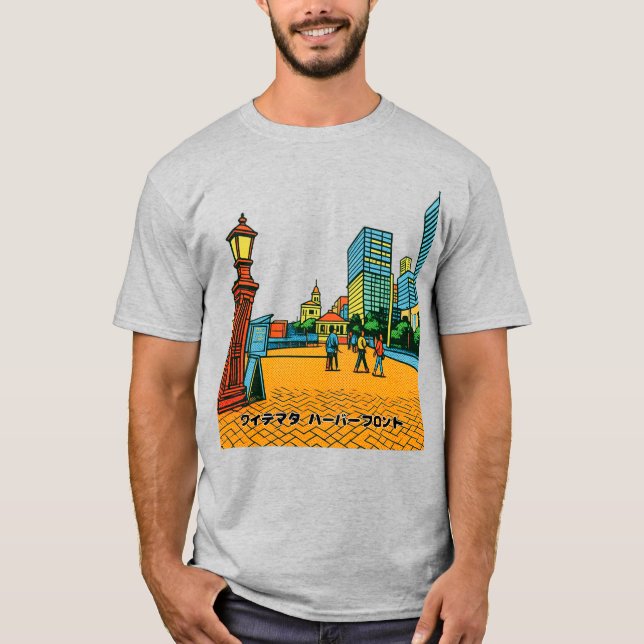 Waitematā Harbourfront Pop Art Auckland T-Shirt (Devant)