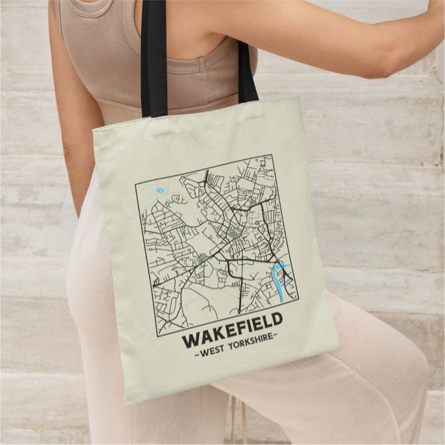 Wakefield, West Yorkshire City Map Tote Bag (Créateur téléchargé)