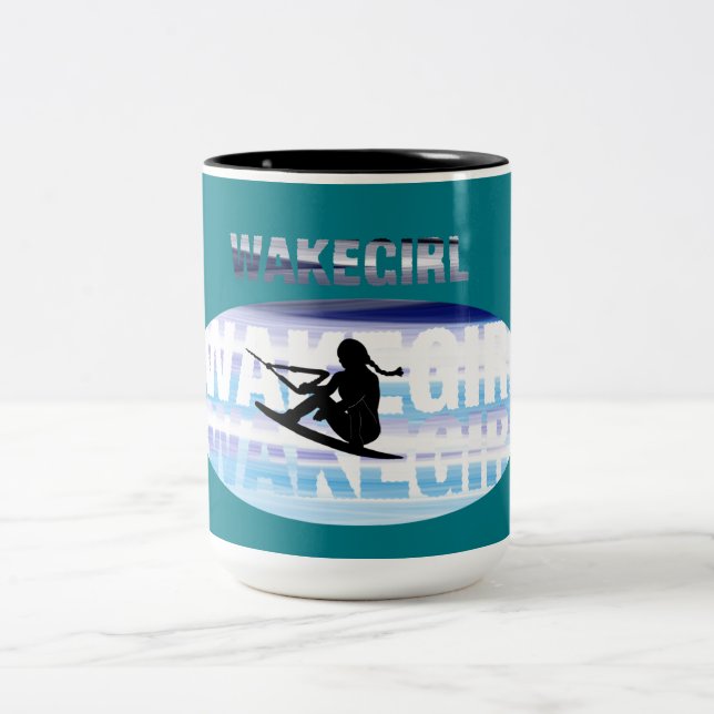 Wakegirls wakeboard Mug nom d'ajout personnalisé (Centre)