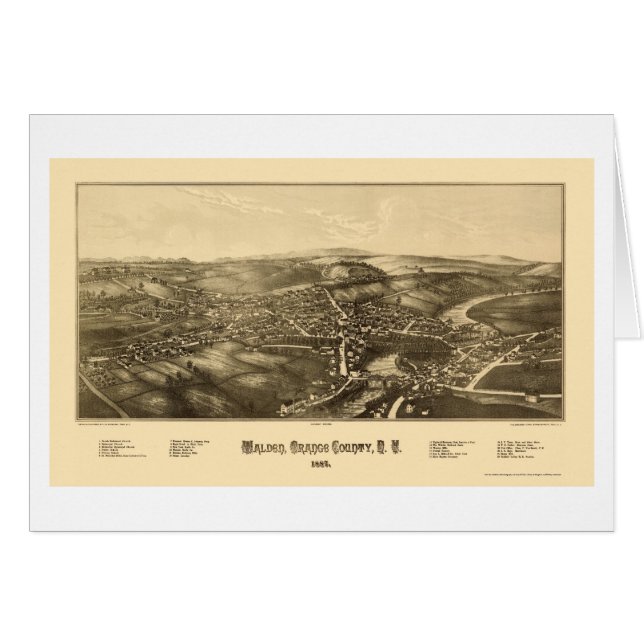 Walden, carte panoramique de NY - 1887 (Devant horizontal)