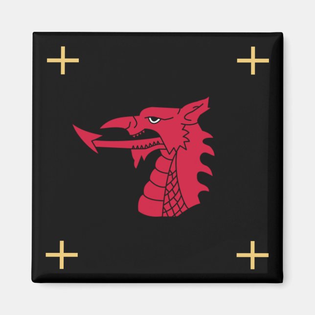 Wales Magnet - Welsh Dragon & Gold Croix (Devant)
