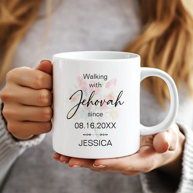 Walking with Jehovah Since Floral Baptism Mug (Créateur téléchargé)