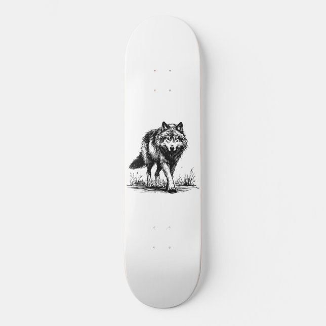 Walking Wolf Illustration Skateboard (Recto)