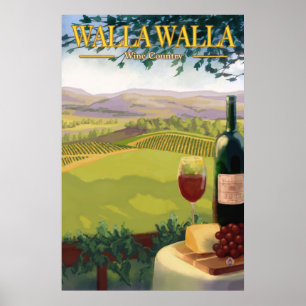 Walla Walla, pays de vin de WA - affiche de voyage