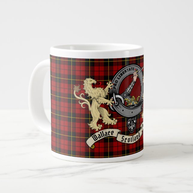 Wallace Clan Badge & Tartan Giant Coffee Mug (Devant gauche)