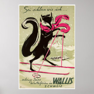 Wallis, Valais, Suisse, Affiche de ski