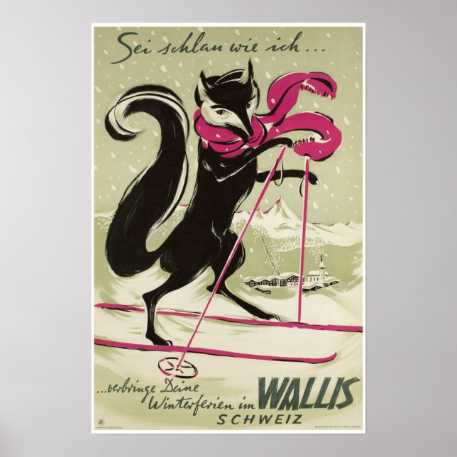 Wallis, Valais, Suisse, Affiche de ski (Devant)