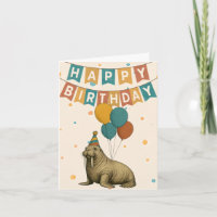 Walrus carte d'anniversaire - Fête amusante animal