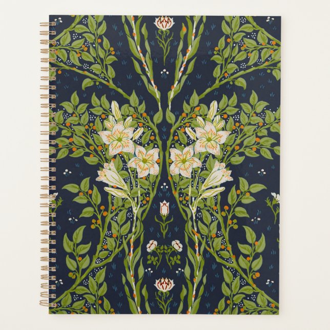 Walter Crane Vintage Marine Blanc Motif Lys (Devant)
