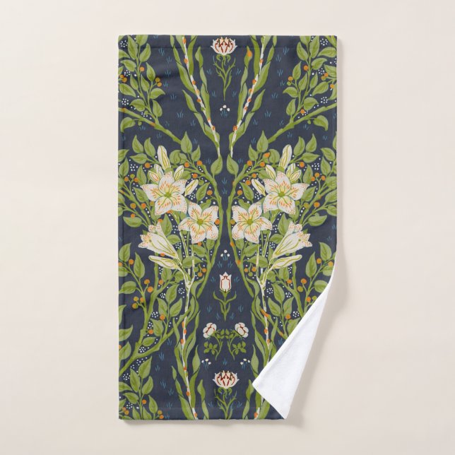 Walter Crane Vintage Marine Blanche Lily Pattern (Serviette à main)