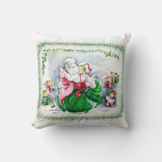 Waltzing Père Noël et Mme Claus Coussin (Recto)