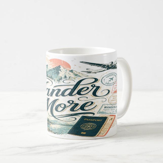 Wander More Mug Travel Adventure Wanderlust Coffee (Devant droit)