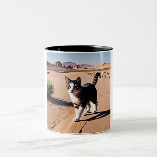 Wanderer de chats du désert : Une Mug en céramique (Centre)