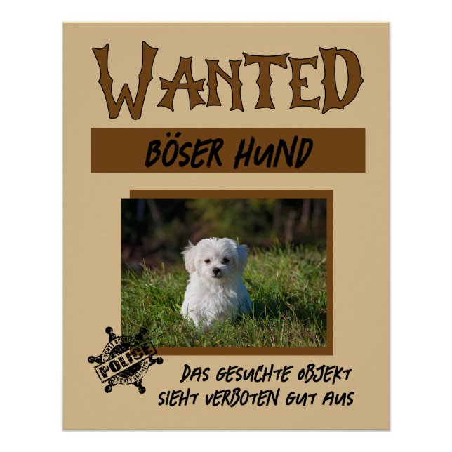 Wanted 1, affiche personnalisable (Devant)