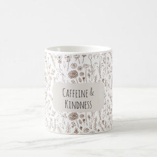 Warm brown floral pattern mug