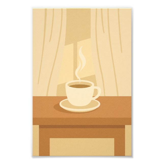 Warm Morning Coffee Poster – Minimalist Cozy Art (Devant)