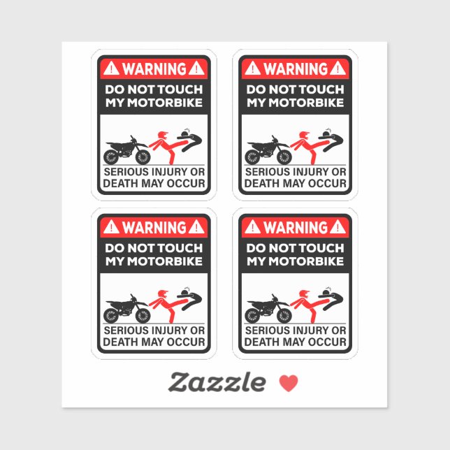 Warning Do Not Touch My Motorbike Vinyl Stickers (Feuille)