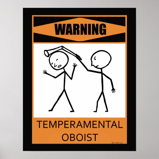 Warning Temperamental Oboist Poster (Devant)