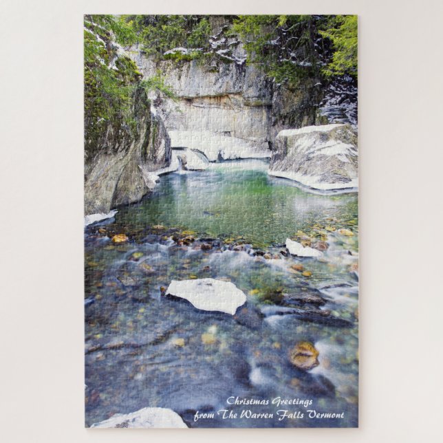 Warren Falls Vermont. Vœux de Noël Puzzle (Vertical)