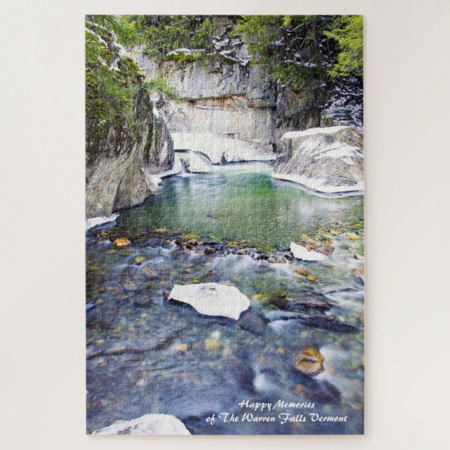 Warren Falls Vermont. Vœux de Noël Puzzle (Vertical)
