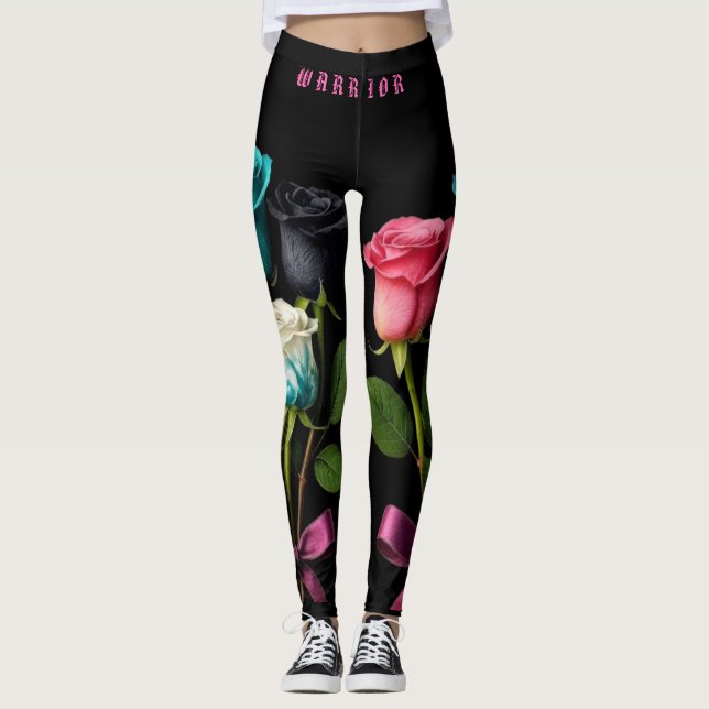 Warrior Cancer Awareness Leggings style 3 (Devant)