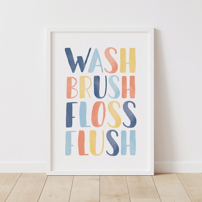 Wash Brush Floss Blush Colorful Bathroom Poster (Créateur téléchargé)
