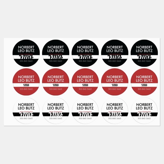 Washable Waterproof Sticker Label Black Red White (Feuille)