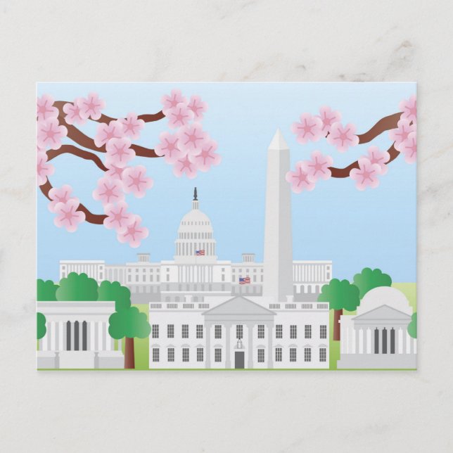 Washington DC avec carte postale Cherry Blossoms (Devant)