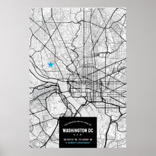 Washington, DC. Carte de la ville + Poster de votr