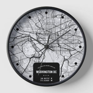 Washington, DC. Horloge de la carte de ville