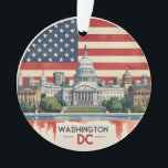 Washington DC Skyline<br><div class="desc">Montrez votre amour pour la capitale nationale avec ce design audacieux de style vintage à Washington D.C. Doté de l'emblématique bâtiment du Capitole américain, le Washington Monument, et d'un soleil éclatant dans une palette rétro Americana, cet article marie histoire et style. Parfait pour les cadeaux patriotiques, les souvenirs de voyage...</div>