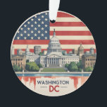 Washington DC Skyline<br><div class="desc">Montrez votre amour pour la capitale nationale avec ce design audacieux de style vintage à Washington D.C. Doté de l'emblématique bâtiment du Capitole américain, le Washington Monument, et d'un soleil éclatant dans une palette rétro Americana, cet article marie histoire et style. Parfait pour les cadeaux patriotiques, les souvenirs de voyage...</div>