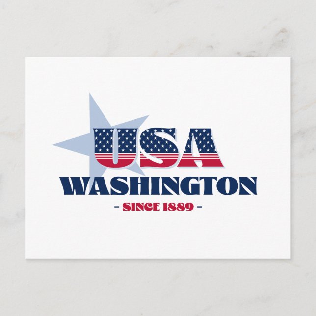 Washington en carte postale rouge, blanche et bleu (Devant)