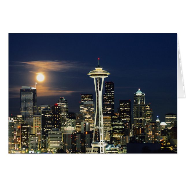 Washington, Seattle, Skyline la nuit depuis Kerry  (Devant horizontal)