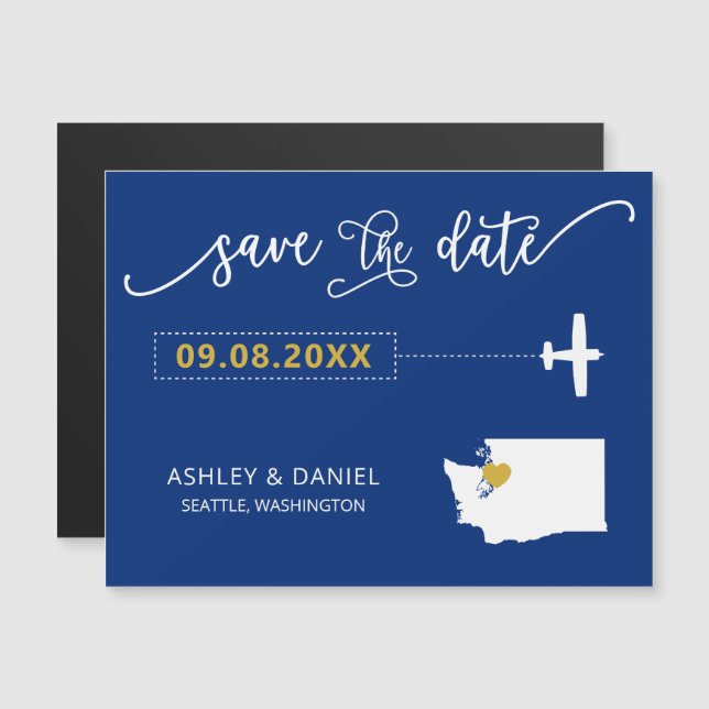 Washington State Wedding Enregistrer la carte de d (Devant / Derrière)