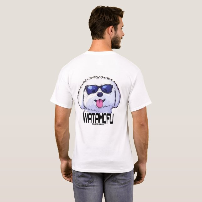 WATAMOFU Pop‑Art Bichon Frise T-Shirt (Dos entier)