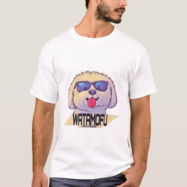 WATAMOFU Pop‑Art Bichon Frise T-Shirt (Devant)