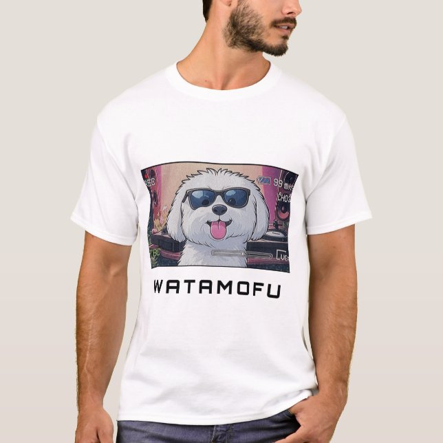 WATAMOFU Pop‑Art Bichon Frise T-Shirt (Devant)