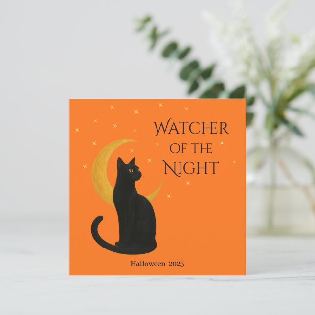 Watcher of the Night - Carte Chat Noir Halloween (Debout devant)