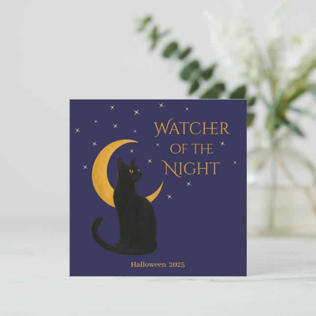 Watcher of the Night - Carte Chat Noir Halloween (Debout devant)